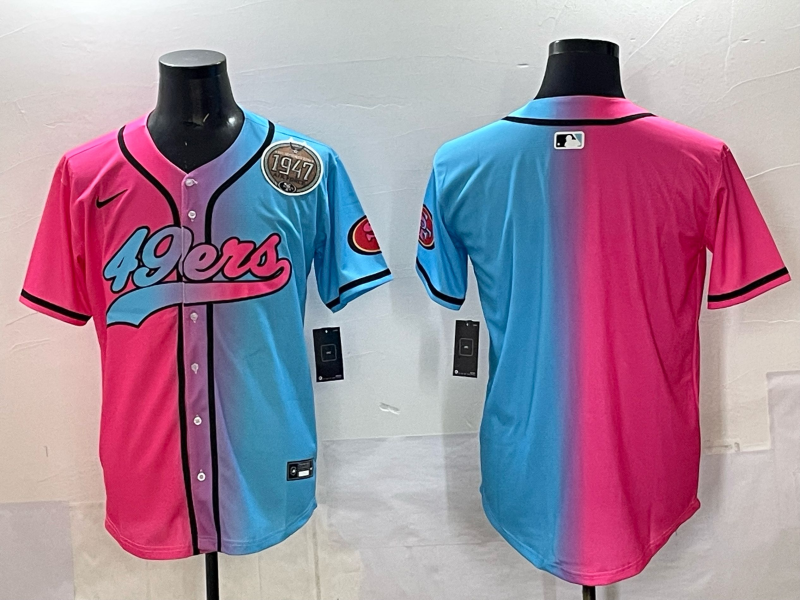 Men 2025 San Francisco 49ers blank Pink Blue pink Nike Limited NFL Jersey 0016->san francisco 49ers->NFL Jersey